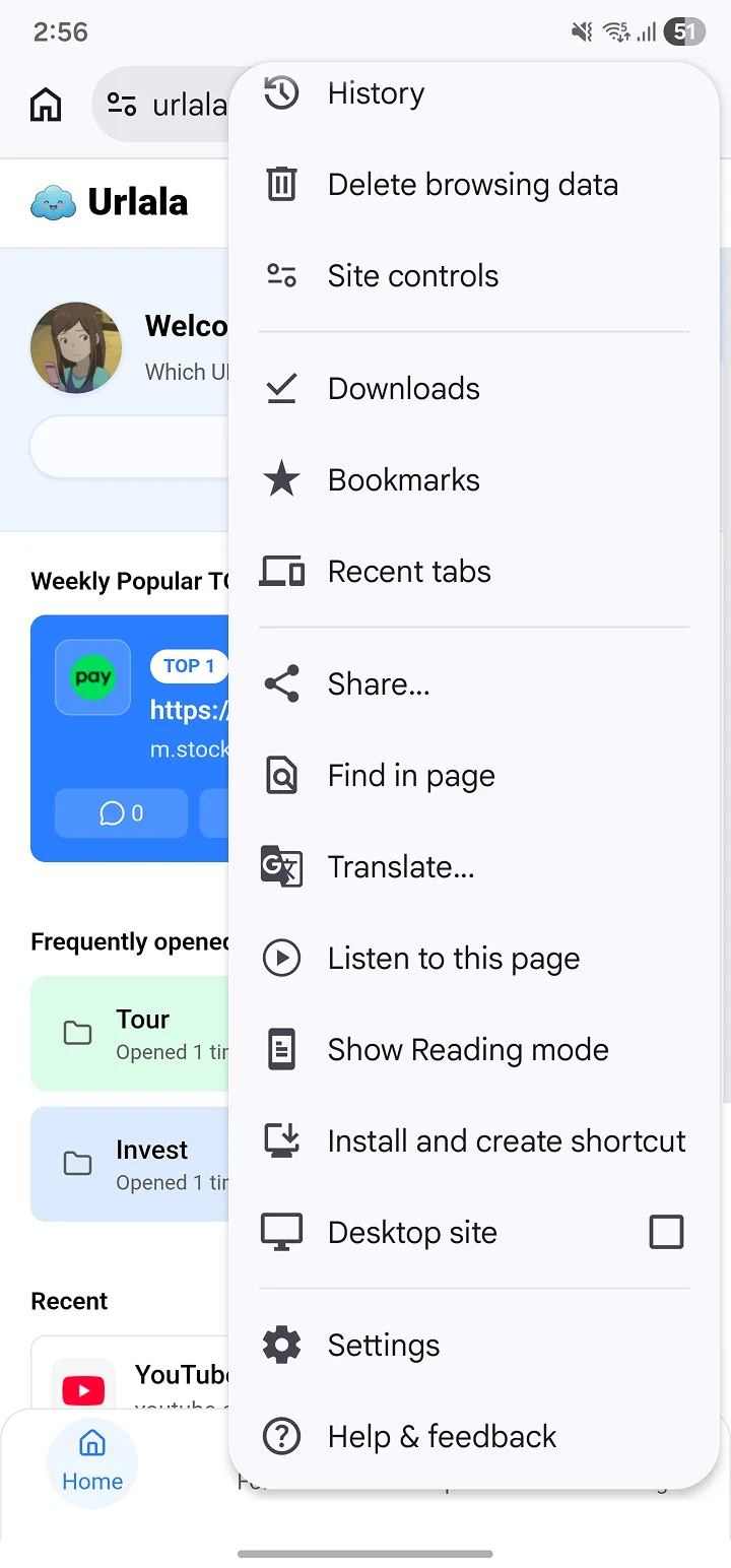 Install and create shortcut in the Chrome overflow menu on mobile