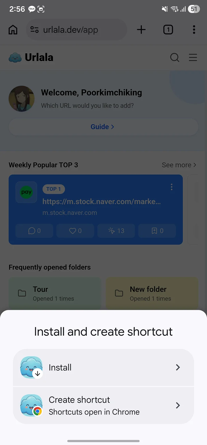 Install option in the Install and create shortcut menu