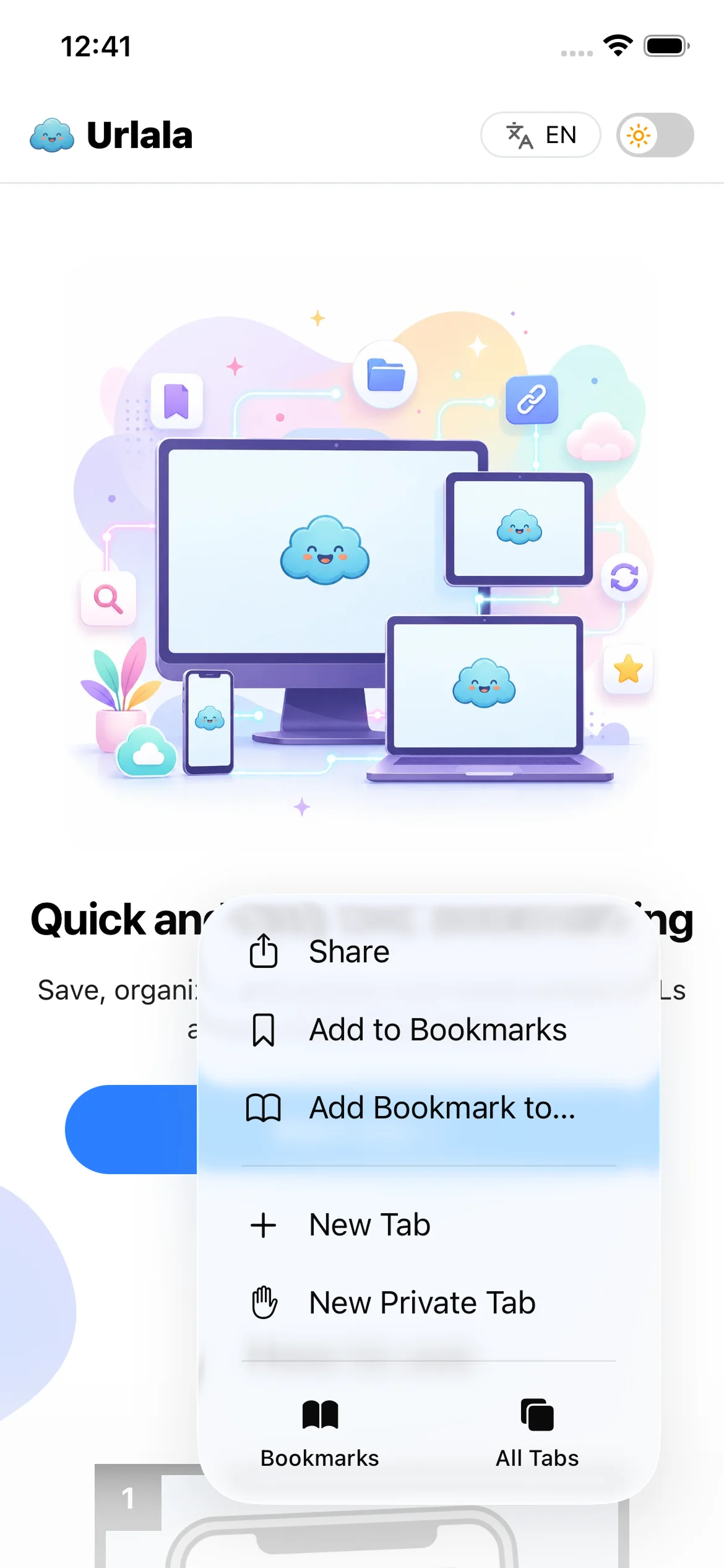 Share button in Safari's More menu