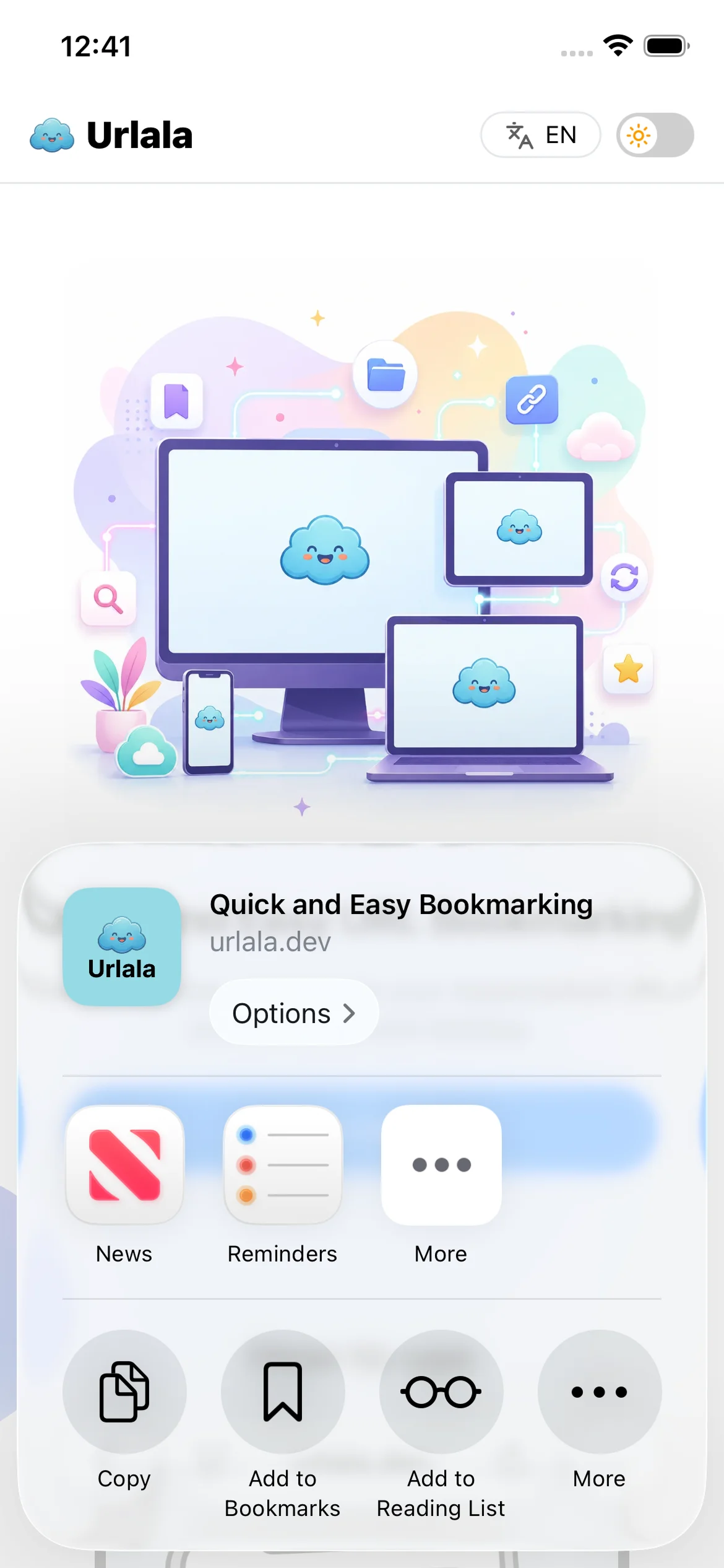 More button in the Safari Share menu