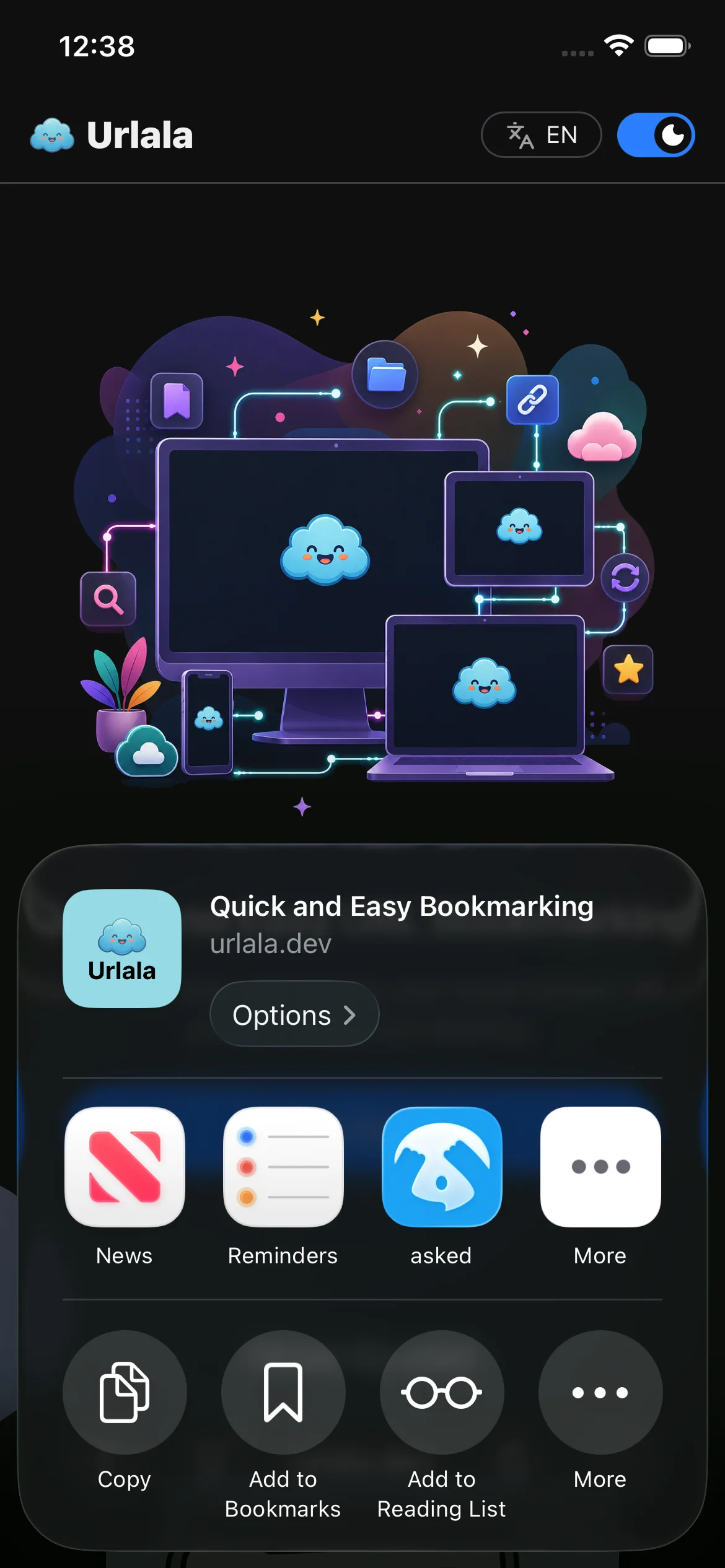 More button in the Safari Share menu