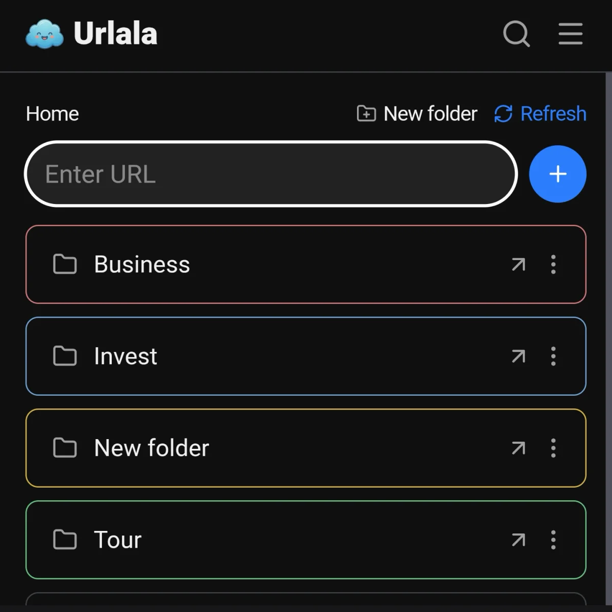 Urlala 홈 화면의 URL 입력창에 복사한 주소를 붙여넣는 모습